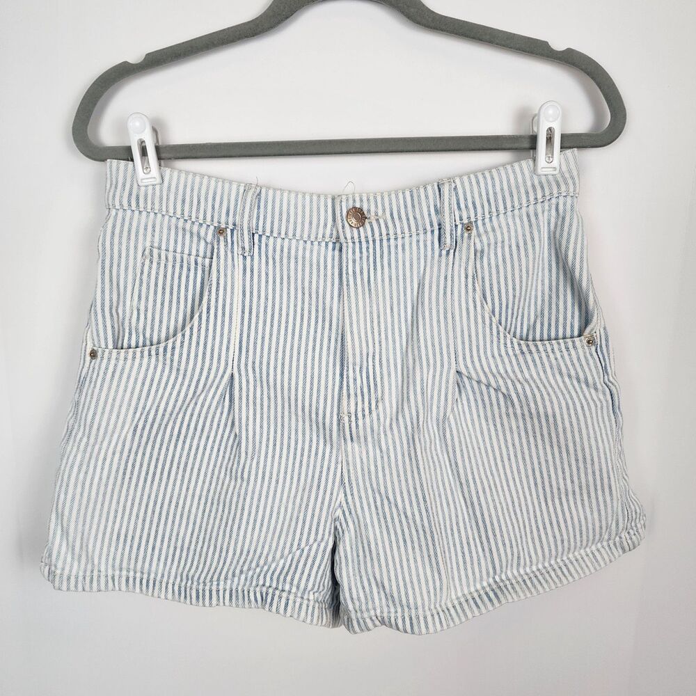 BDG Blue Stripe High Waisted Denim Shorts Size 28